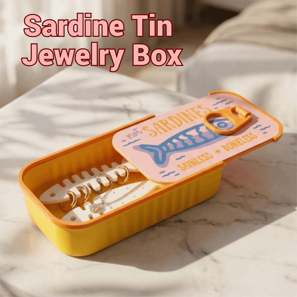 3D Printed Sardine Tin Jewelry - 3D Printing Earrings review and price